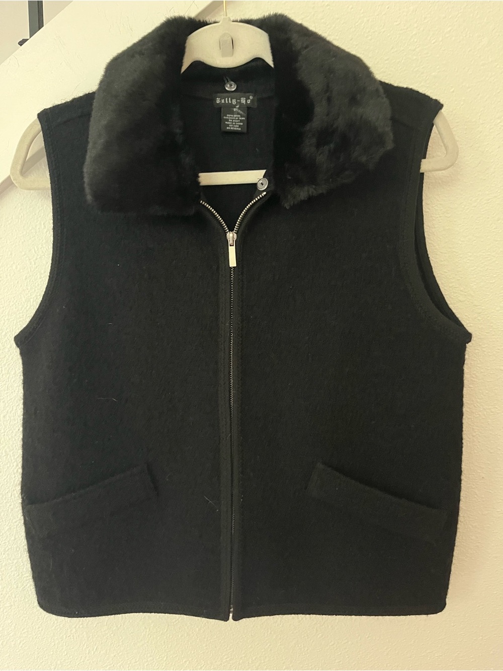 Tally Ho Black Vest with Faux Fur Collar